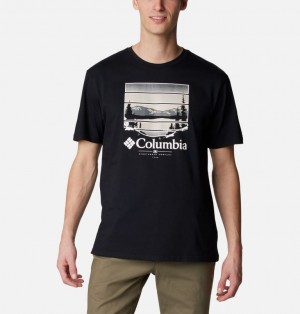 Black Columbia Path Lake™ II Graphic Men T Shirts | 64076698