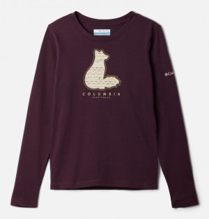Red Columbia Hazeldel Hill™ Long Sleeve Graphic Girls's T Shirts | 50343180